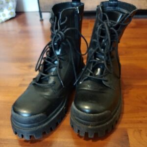Black Lace-Up Combat Boots